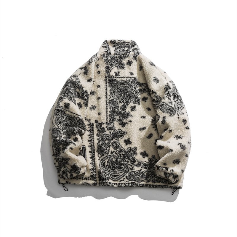 OEM Custom Design Graphic Customization OEM Men's Winter Camouflage Sherpa Fleece Jacquard Jackets