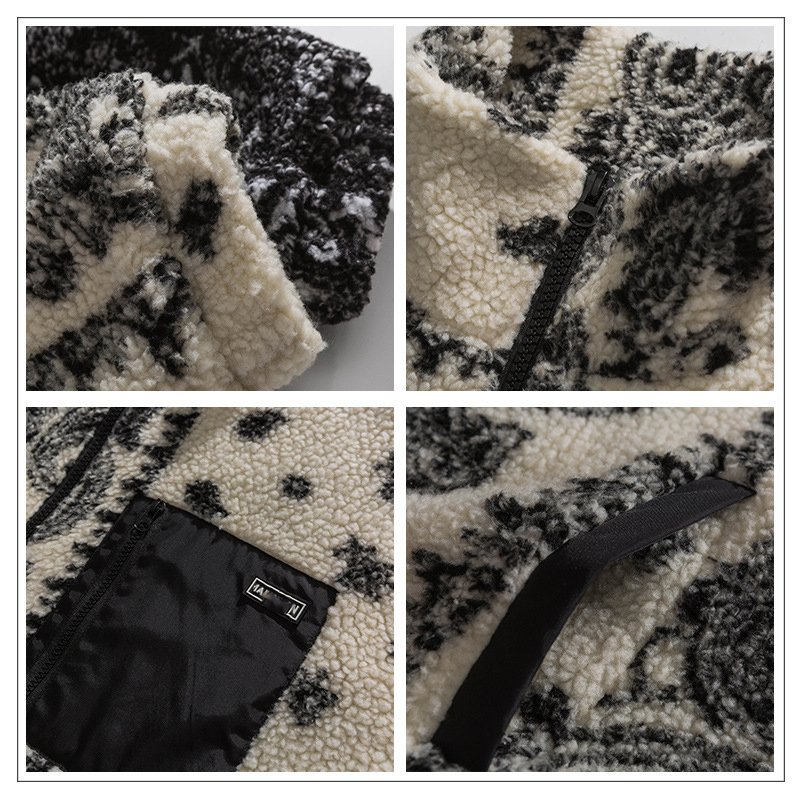 OEM Custom Design Graphic Customization OEM Men's Winter Camouflage Sherpa Fleece Jacquard Jackets