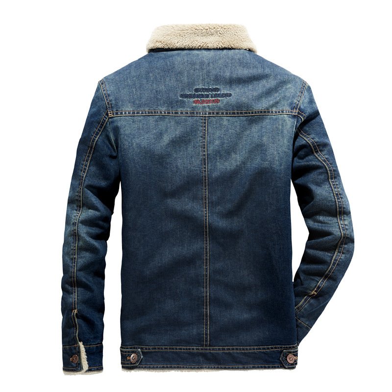 Hot Selling Fashion Denim Jeans With Fur Lining Men'S Casual Jacket