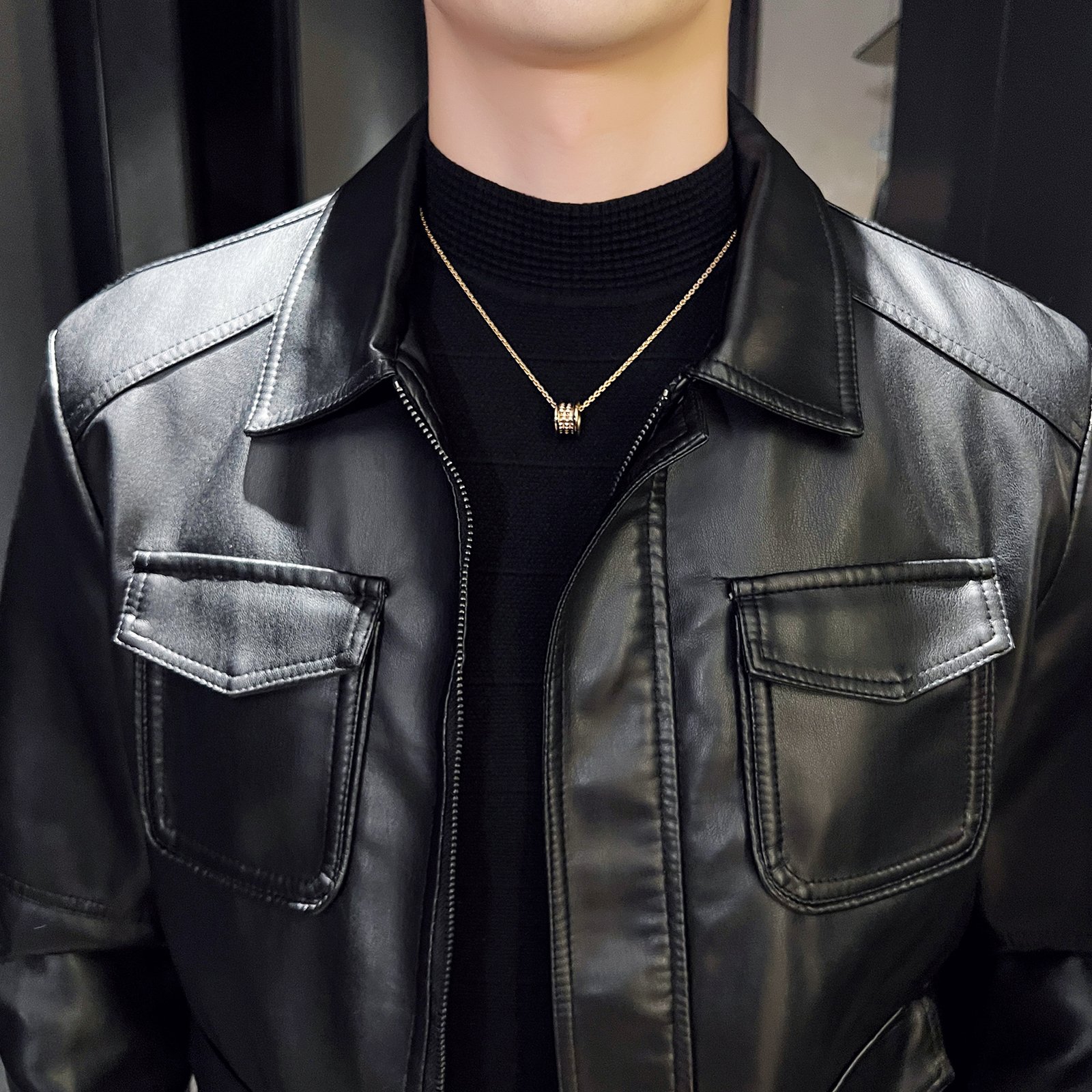 Liu Ming Wholesale Good Quality 2024 Autumn Fashion Casual Slim Coat Pockets Zipper Biker Motorcycle Faux Leather Jacket For Men