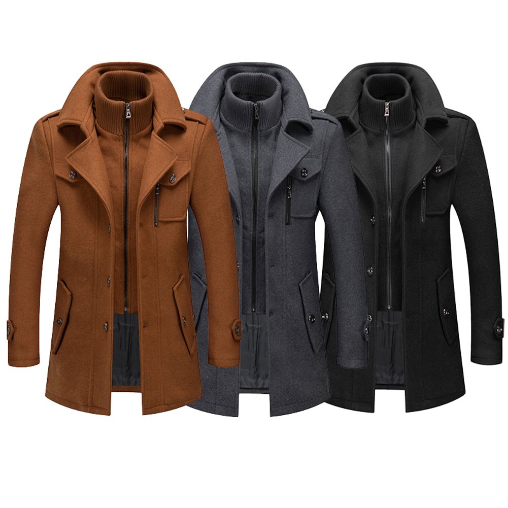 2024 Fabulous Coat Men's Autumn Slim Trench Men's Long Coat Fur Collar Long Men Customized Breathable Winter OEM Service Coat
