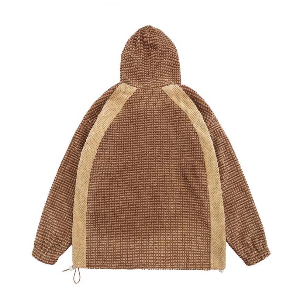 Heavy weight drawstring outdoor jackets chenille embroidery zip up jacket windbreaker plus size men's jackets