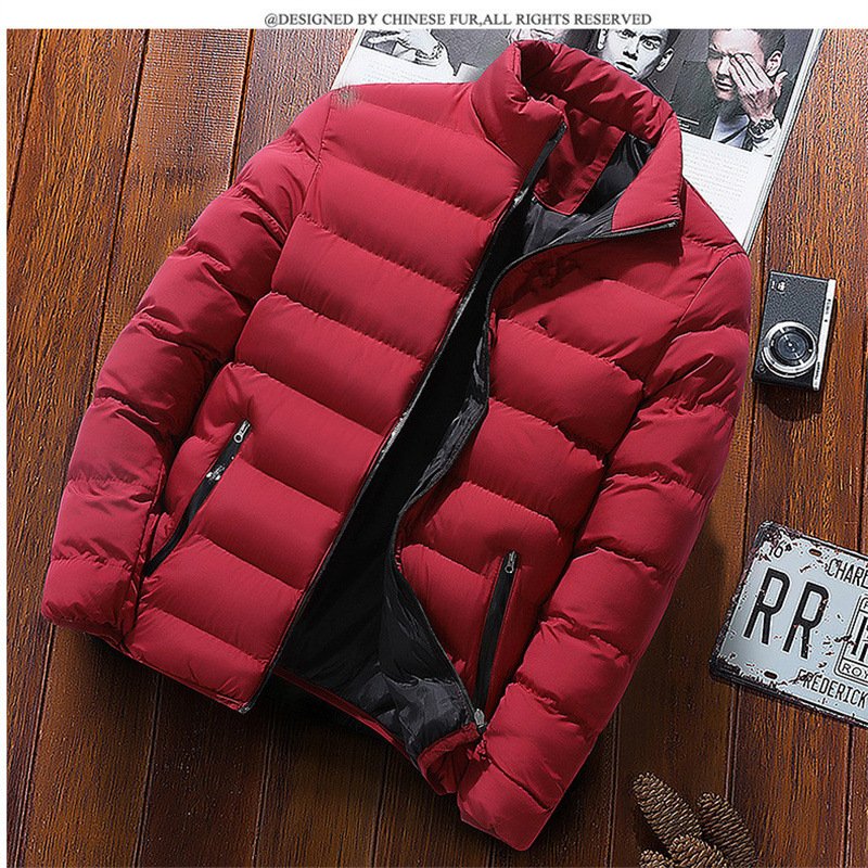 Hot Sale Solid Color Luxury Stand Collar Warm Thick Men Padding Jacket For Male