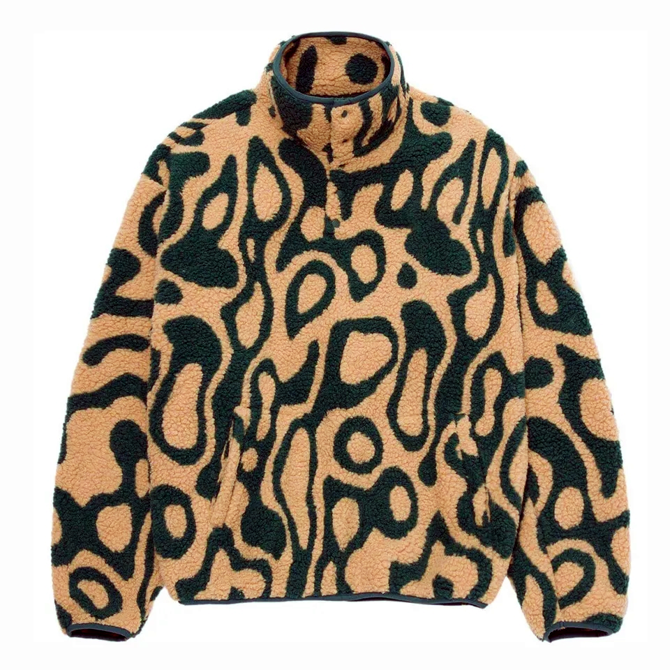 OEM Custom winter all over printing sherpa bomber fleece jacket for men
