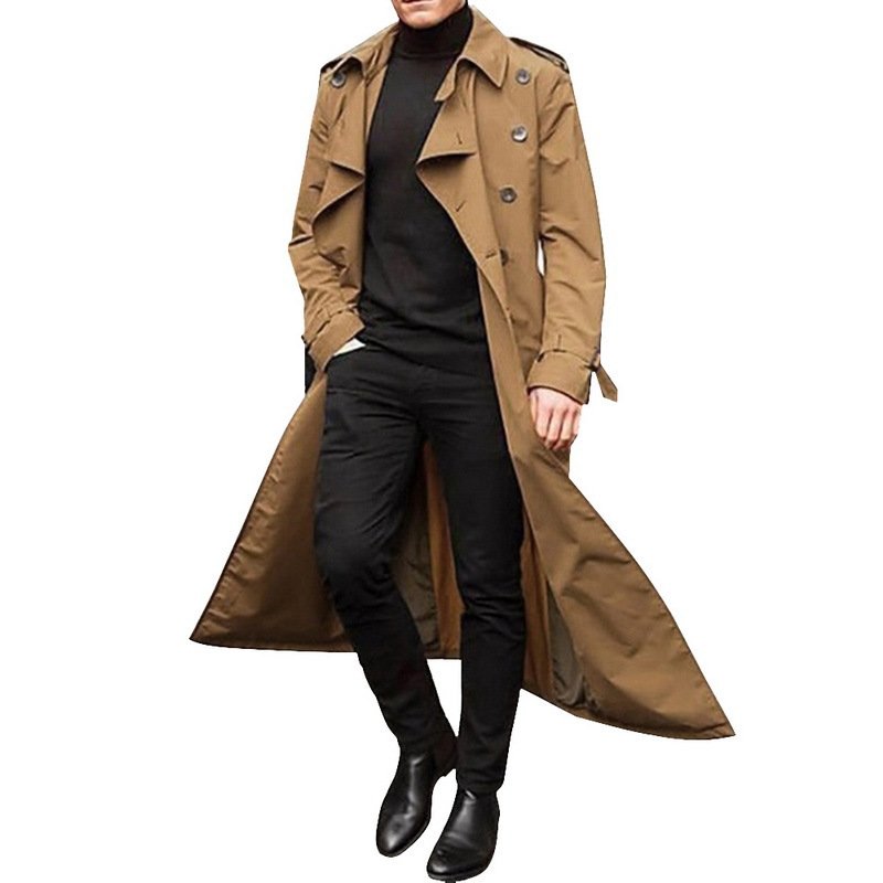 European and American men's extended windbreaker fashion casual coat