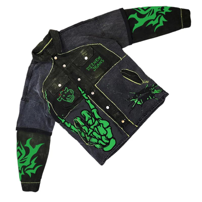 DiZNEW High Quality Wholesale Jacket With Logo Custom Logo Printed Plus Size Men's Denim Jacket Men Winter
