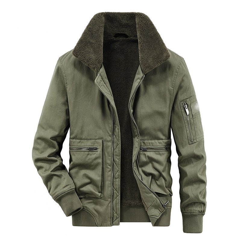 2022 Wholesale Casual Men's Jackets Flight Suit Thick Winter Men Fleece Zip Up Jacket