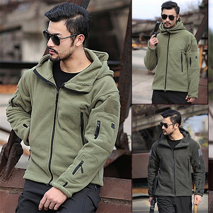 men's sport warm fleece hooded outdoor adventure plus size men's jackets