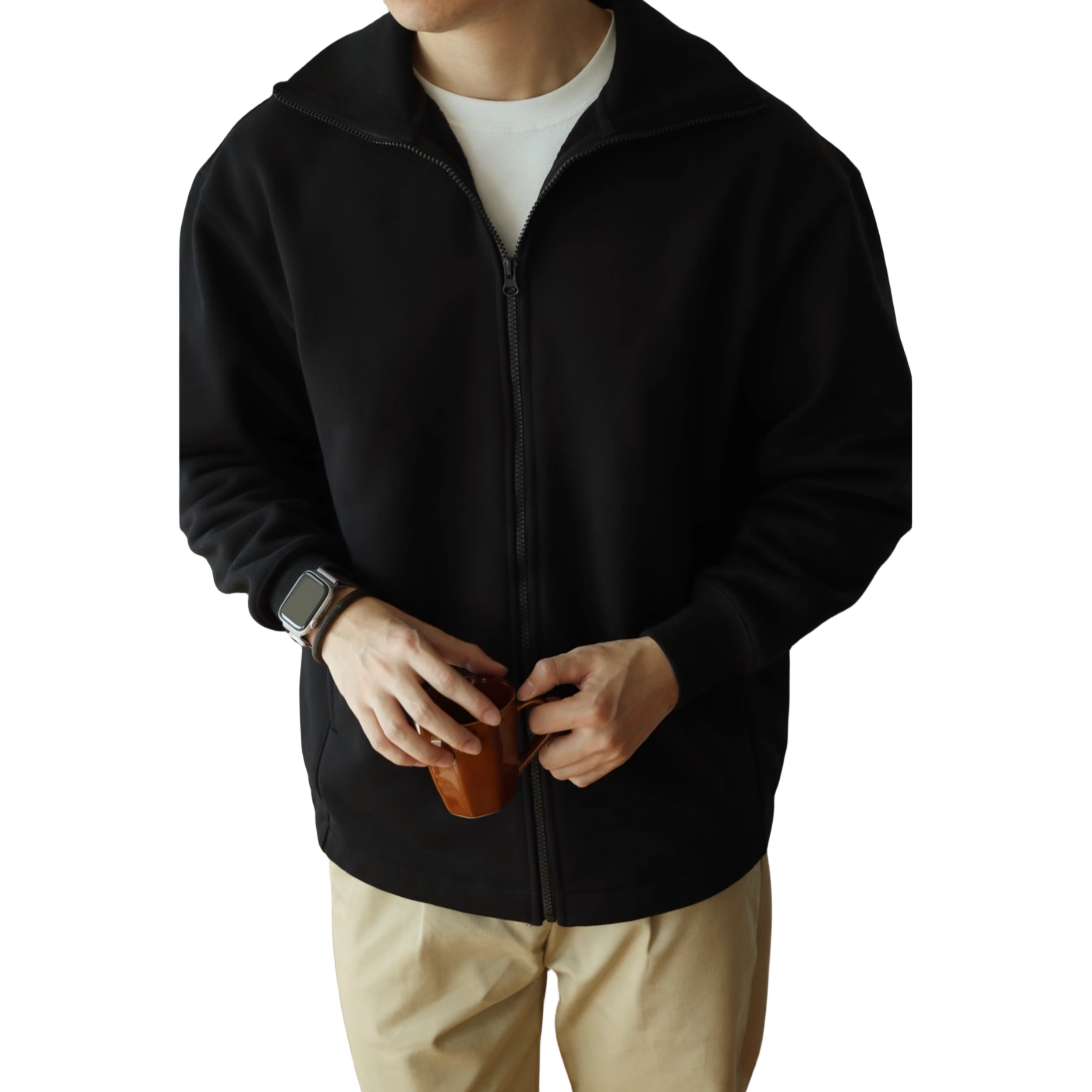 380 GSM Menswear Fleeced Jacket SUPIMA Cotton Small MOQ Customization Logo Many Colors In- Stock