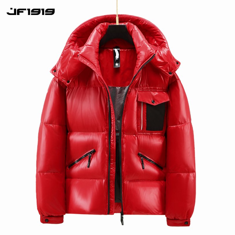 2024 European-Style Men's Jacket Plus Size Loose Soft Comfortable Windproof Solid Color Duck Canvas Hooded Stand Outdoor Pocket