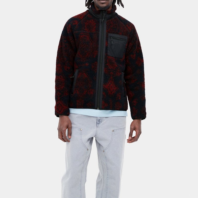 Garment Graphic Customization OEM Men's Winter Camouflage Sherpa Fleece Jacquard Jackets