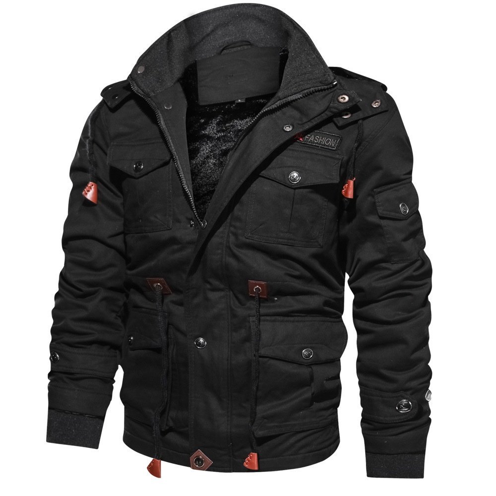 Hot Sale Winter Outdoor Windbreaker Pure Color Jacket Fleece Jackets Plus Size Jackets For Men