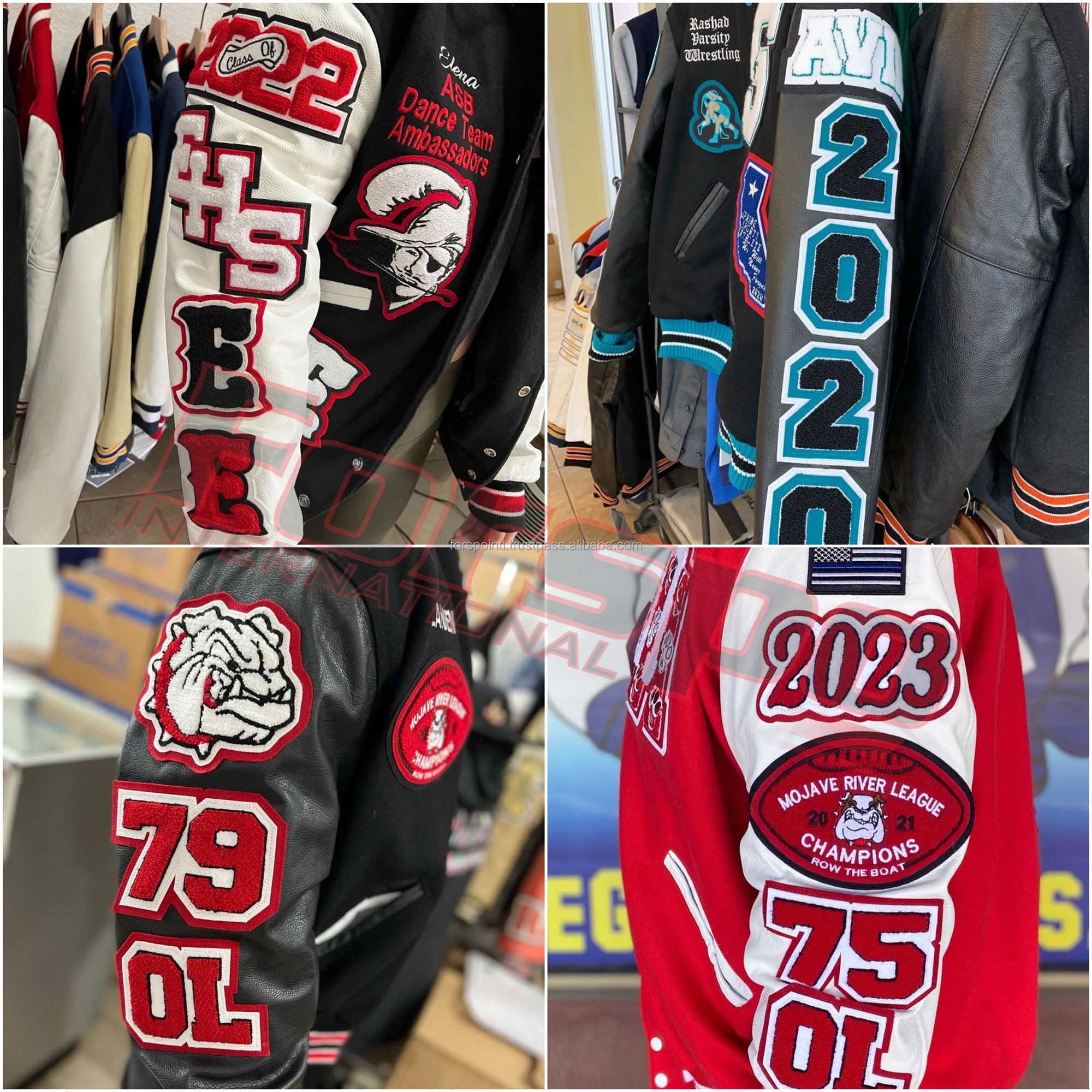 chenille embroidery leather sleeve vintage baseball jacket for men