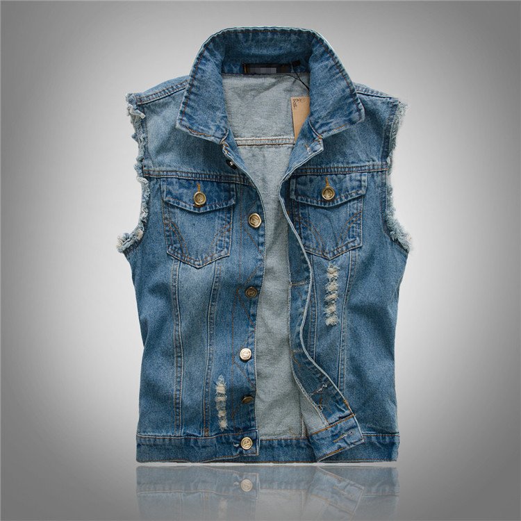 New Men's Fashion Casual Black Hooded Sleeveless Vest Denim Vest Jacket Street Punk Style Denim Vest Multiple Size Options M-6XL