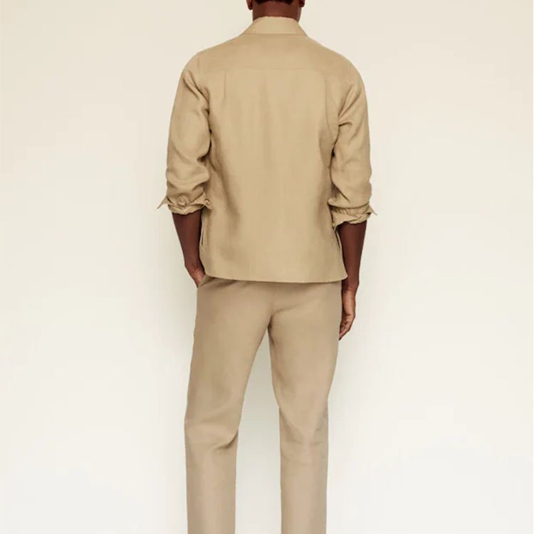 Top quality Jacket manufacturer 25SS Lapel Linen Shirt Buttoned Customized Men's Slim Jacket Coat With Pockets and trousers mens