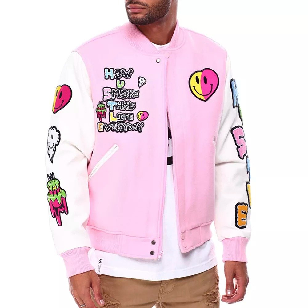 Premium Quality Wholesale Letterman Jacket Men Wool Chenille Patches Leather Sleeve Versity Jacket in Factory Price