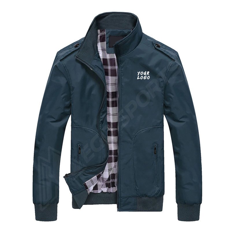 OEM Ribbed hem cuffs down feather fully padded down jacket Men's Navy Blue Carn Baffle Full Zip Sweater Jacket