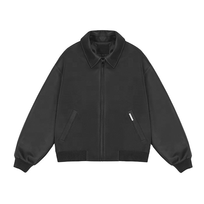 Factory Wholesale New Arrival Custom Logo 3D Embossed Leather Jackets Zipper Up Men's Varsity Jacket