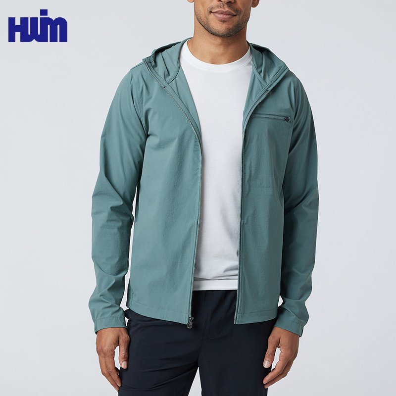 OEM Custom Logo Waterproof and Windproof Outdoor Jackets Gym Running Athletic Hooded Windbreaker Jacket For Men