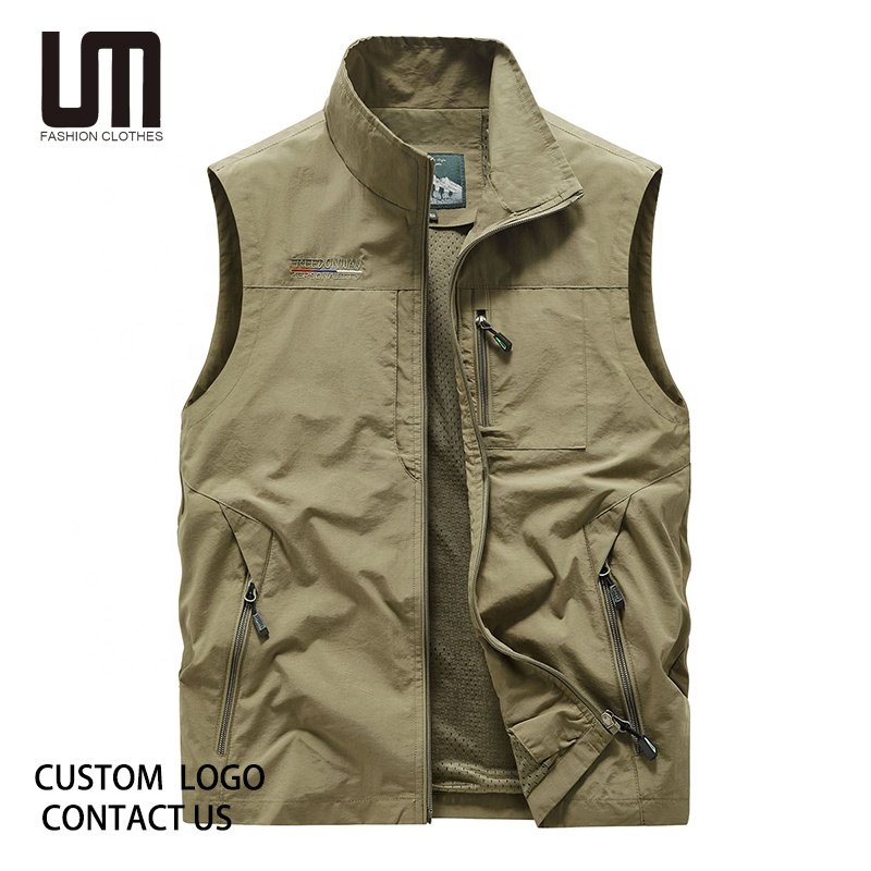 Liu Ming Cheap Custom Logo Spring Men Outdoor Breathable Multi Pockets Hiking Waistcoat Plus Size 6XL Vest Jackets