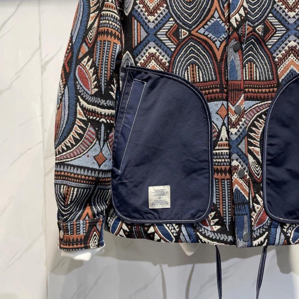 Local Western Retro Style Aztec Vintage Print Spring Fall Button-Warm Men's Loose Patchwork Jacket