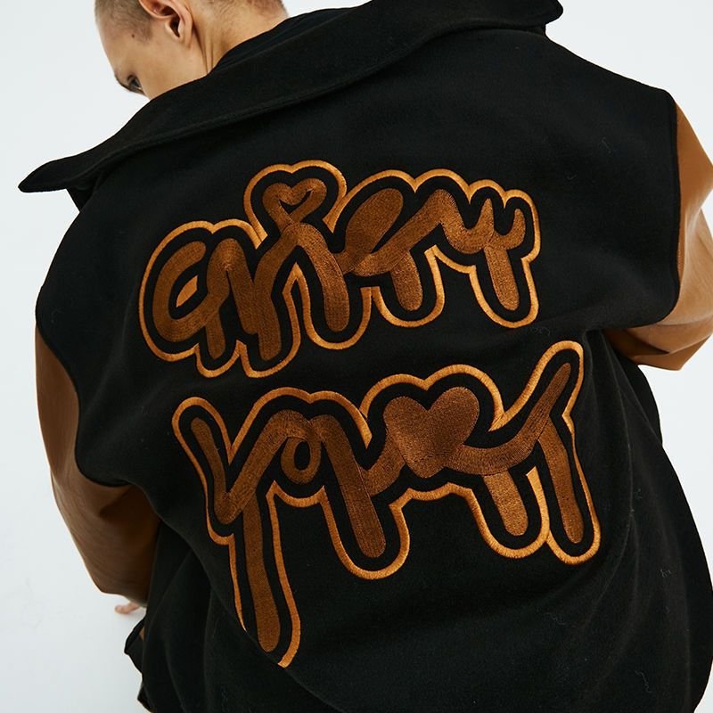 Outdoor Woolen Panel Leather Sleeve Baseball Uniform Embroidery Stitching Lapel Plus Size Varsity Custom Men's Jackets