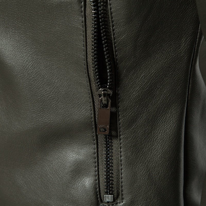 wholesale casual leather jacket men handsome autumn and winter plus velvet imitation leather zipper men's jackets & coat