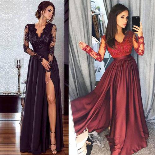 Party Ball Prom Gown Formal CLUB Wear Deep V Neck Long Dress