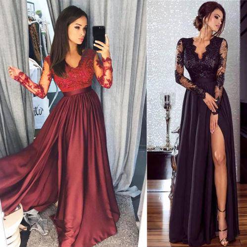 Party Ball Prom Gown Formal CLUB Wear Deep V Neck Long Dress