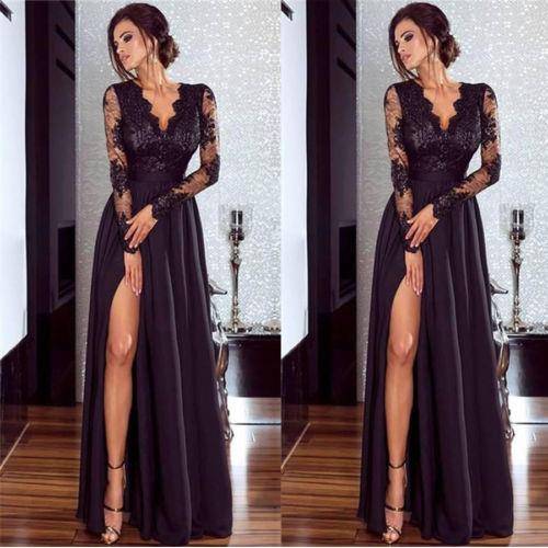 Party Ball Prom Gown Formal CLUB Wear Deep V Neck Long Dress