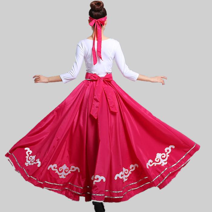 Mongolian dance exercise skirt adult skirt Xinjiang Wei nationality skirt skirt big skirt dancing dance actress performance clothing