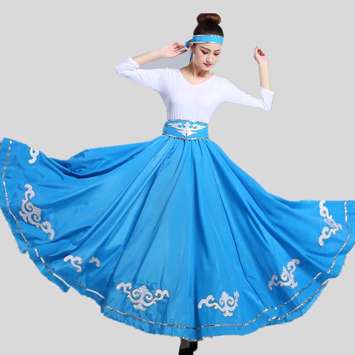 Mongolian dance exercise skirt adult skirt Xinjiang Wei nationality skirt skirt big skirt dancing dance actress performance clothing