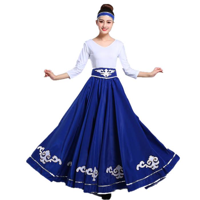 Mongolian dance exercise skirt adult skirt Xinjiang Wei nationality skirt skirt big skirt dancing dance actress performance clothing