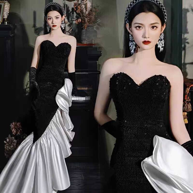 Moderator Mermarket Tail Banquet Evening Get Women's Advanced Sensory Temperature High -end Popular Luming Year Club Dress Dress