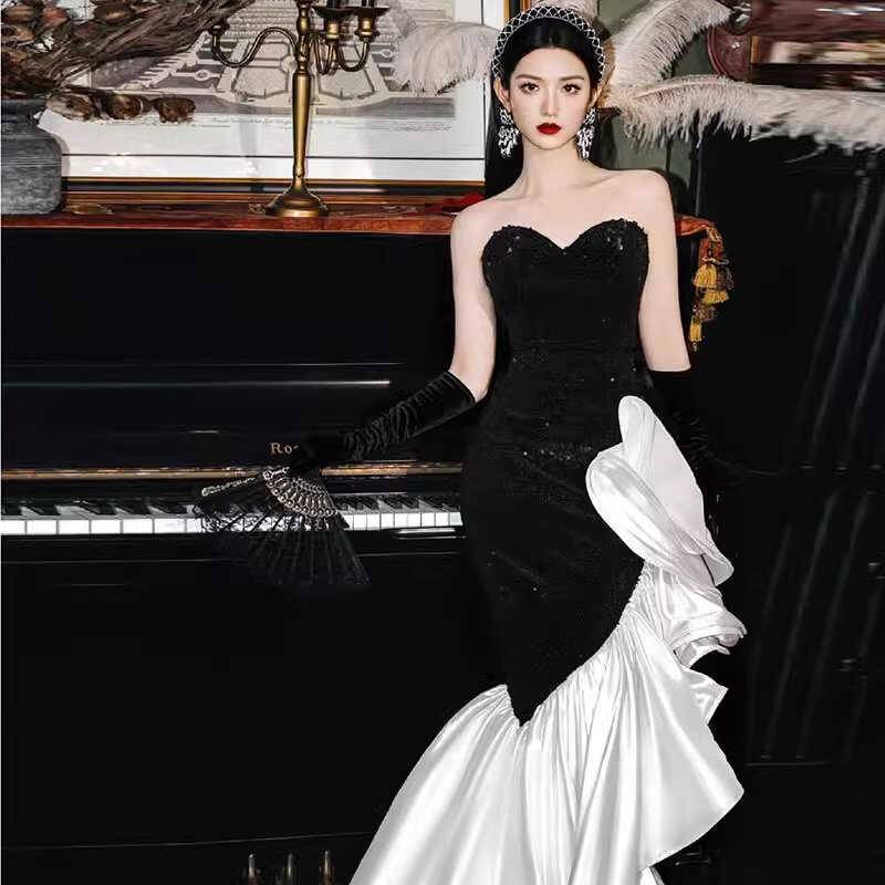 Moderator Mermarket Tail Banquet Evening Get Women's Advanced Sensory Temperature High -end Popular Luming Year Club Dress Dress