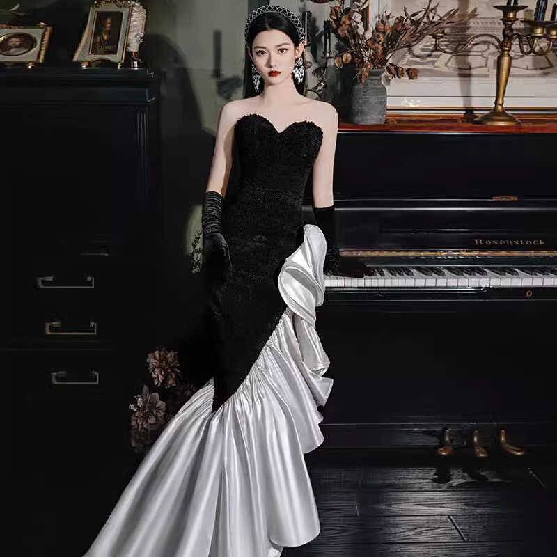 Moderator Mermarket Tail Banquet Evening Get Women's Advanced Sensory Temperature High -end Popular Luming Year Club Dress Dress