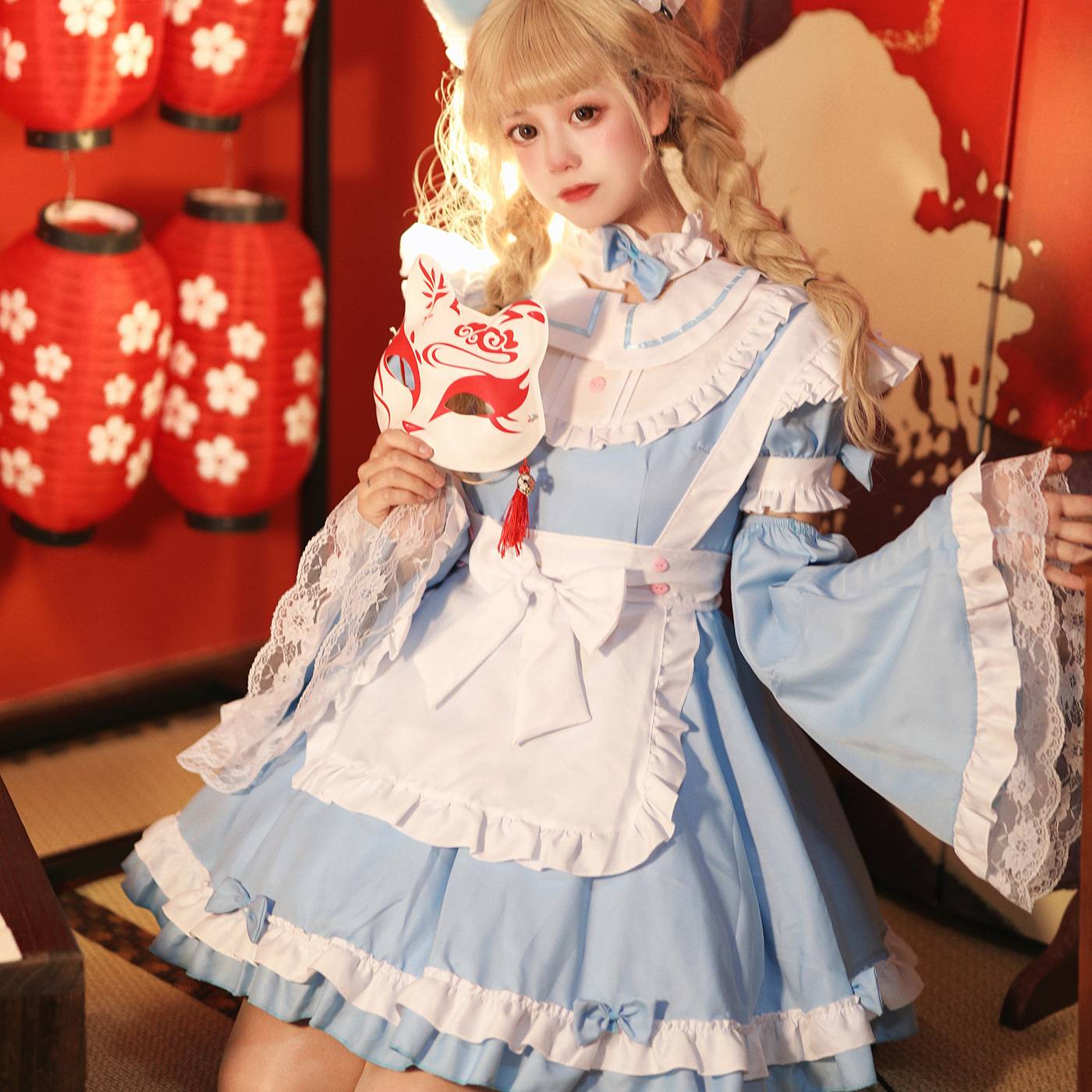 Halloween COS Alice maid service big guy pseudo -maid's large size maid costume performance service can be disassembled sleeve