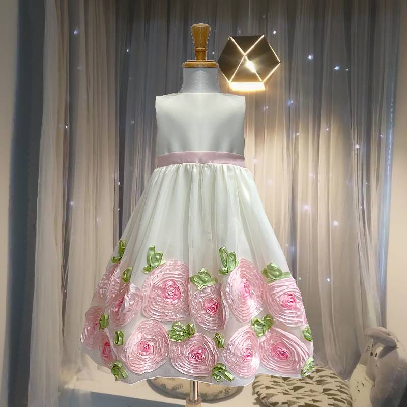 Yuan single exquisite three -dimensional flower flower fairy dress
