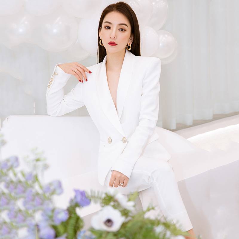 High -end white professional suit suit female OL fashion temperament beauty industry work service annual host dress
