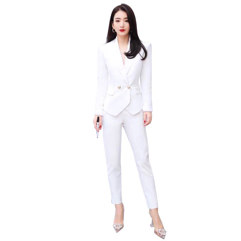 High -end white professional suit suit female OL fashion temperament beauty industry work service annual host dress