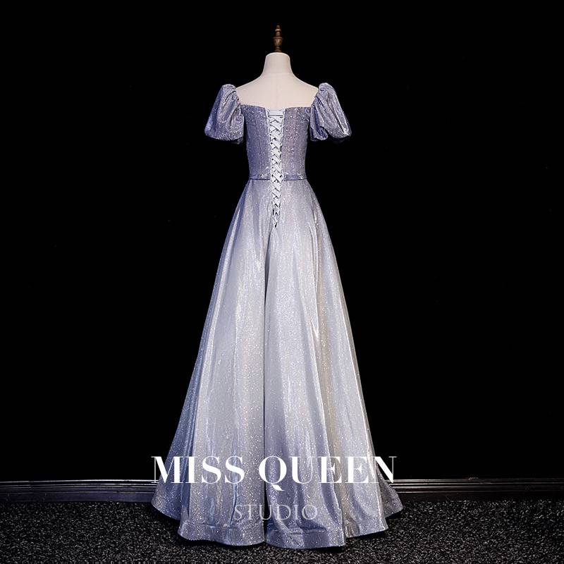 Simple bubble sleeves, gradient evening dresses