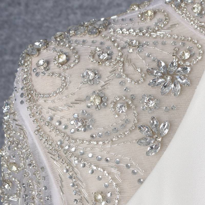 White Beads Bead Fish Tail Brewing Photo Long Skirt Evening Dress