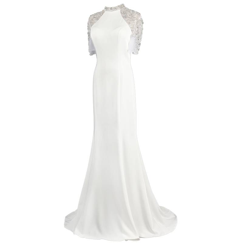 White Beads Bead Fish Tail Brewing Photo Long Skirt Evening Dress