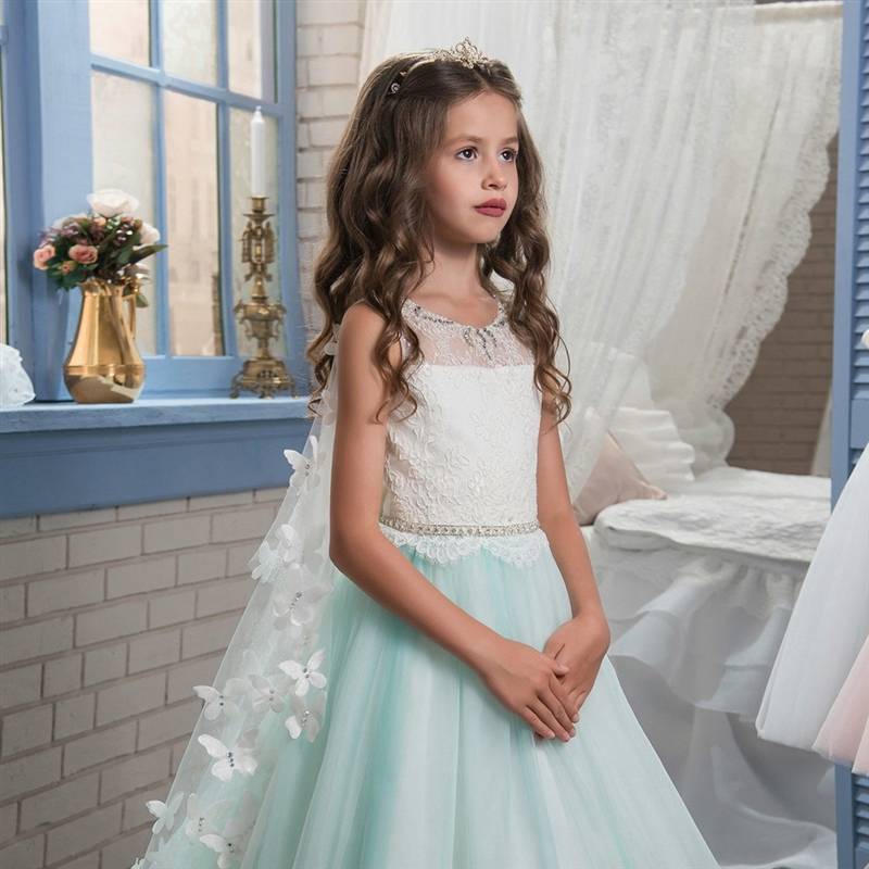 European and American new fairy inlaid diamonds lace bow dance party performance girl performance girl wedding dress skirt