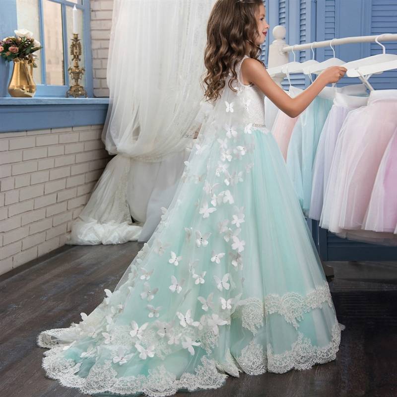 European and American new fairy inlaid diamonds lace bow dance party performance girl performance girl wedding dress skirt