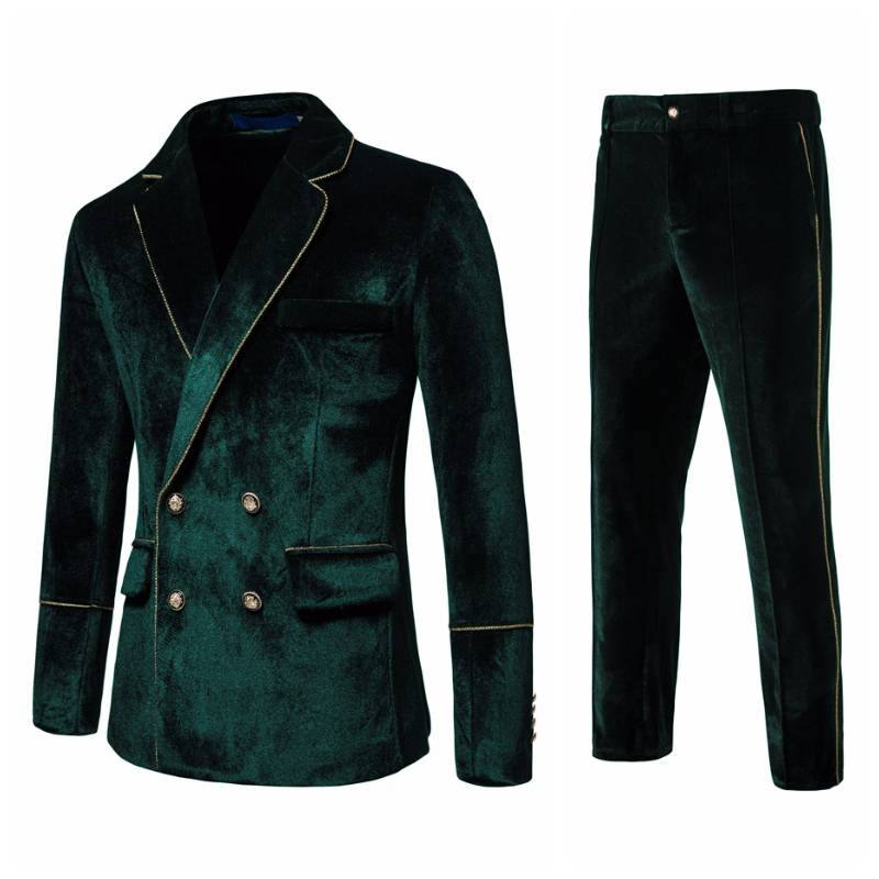 Men's high-end velvet gold edge dual-scripted western dress performance set 1815-x1010-f145