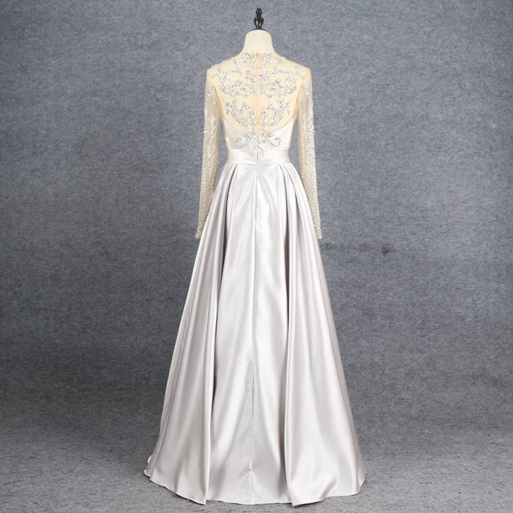Light luxury long -sleeved evening dress host performing temperament temperament
