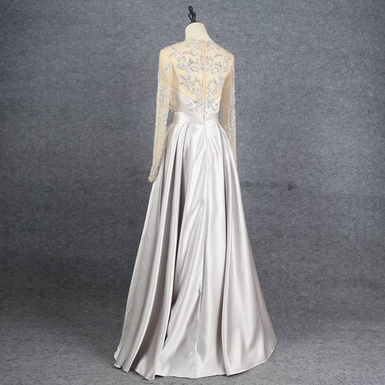Light luxury long -sleeved evening dress host performing temperament temperament