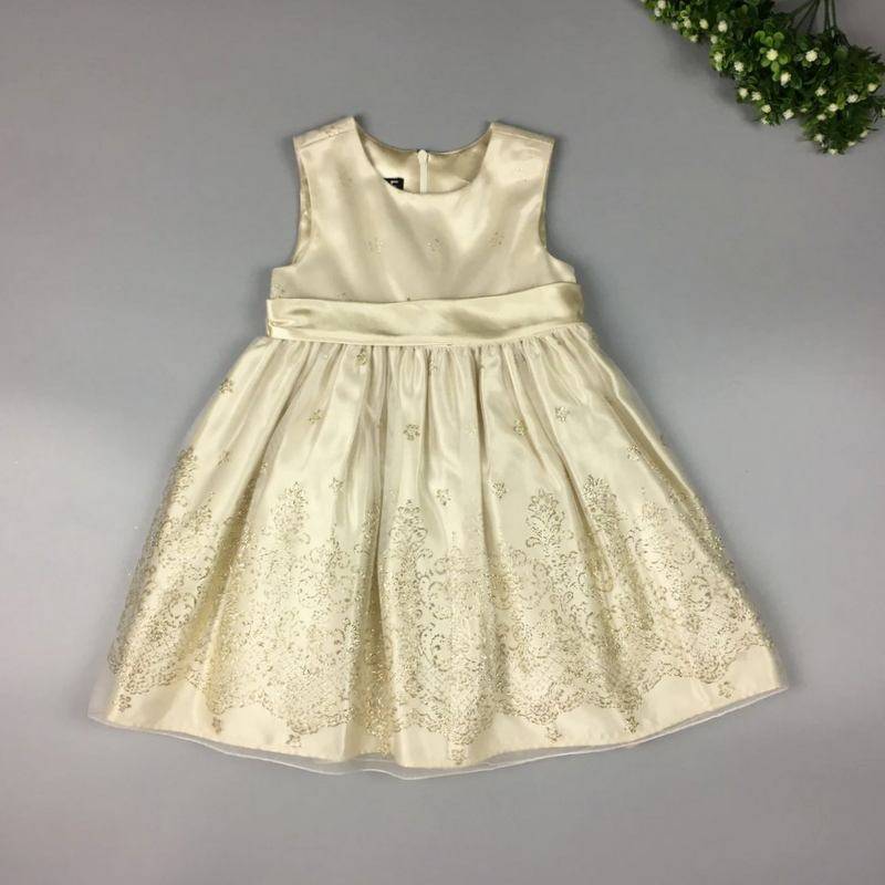 Exit European and American original single children's princess skirt champagne gold powder girl dress skirt piano performance service