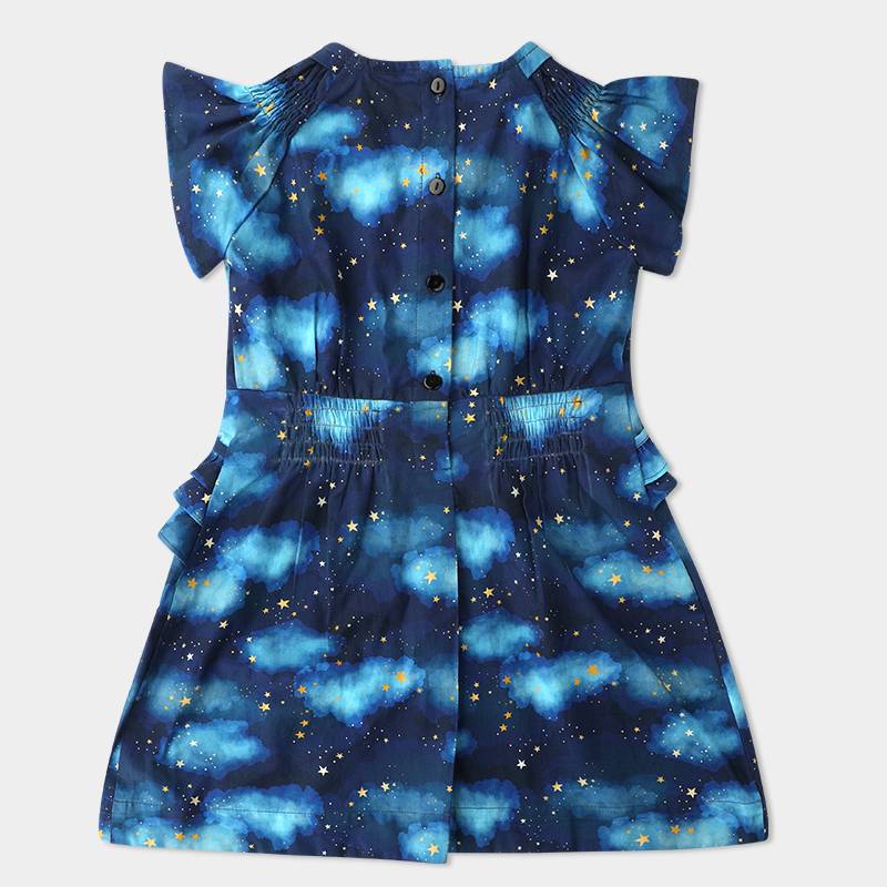 Foreign brand imported cotton printed fabric single -layer dress